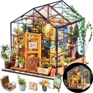 DIY Miniature House Kit Greenhouse, Tiny House Kit for Adults to Build, Mini House Making Kit with Furniture, HalloweenChristmas DecorationsGifts for Family and Friends